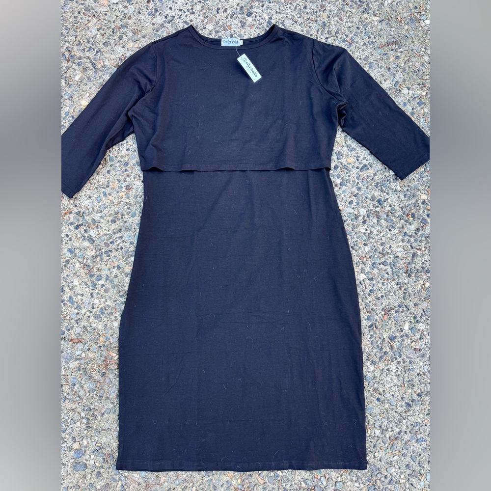 Maternity Ella Bella Chic Black Midi Dress